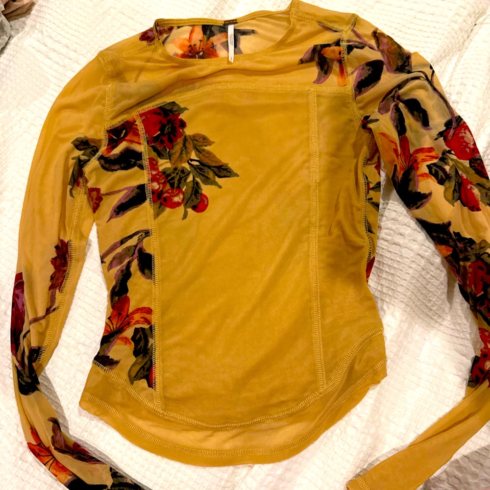 Free People long sleeve mesh top